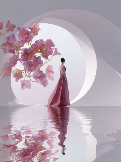 Pink Bloom Surrealism Poster. poster print