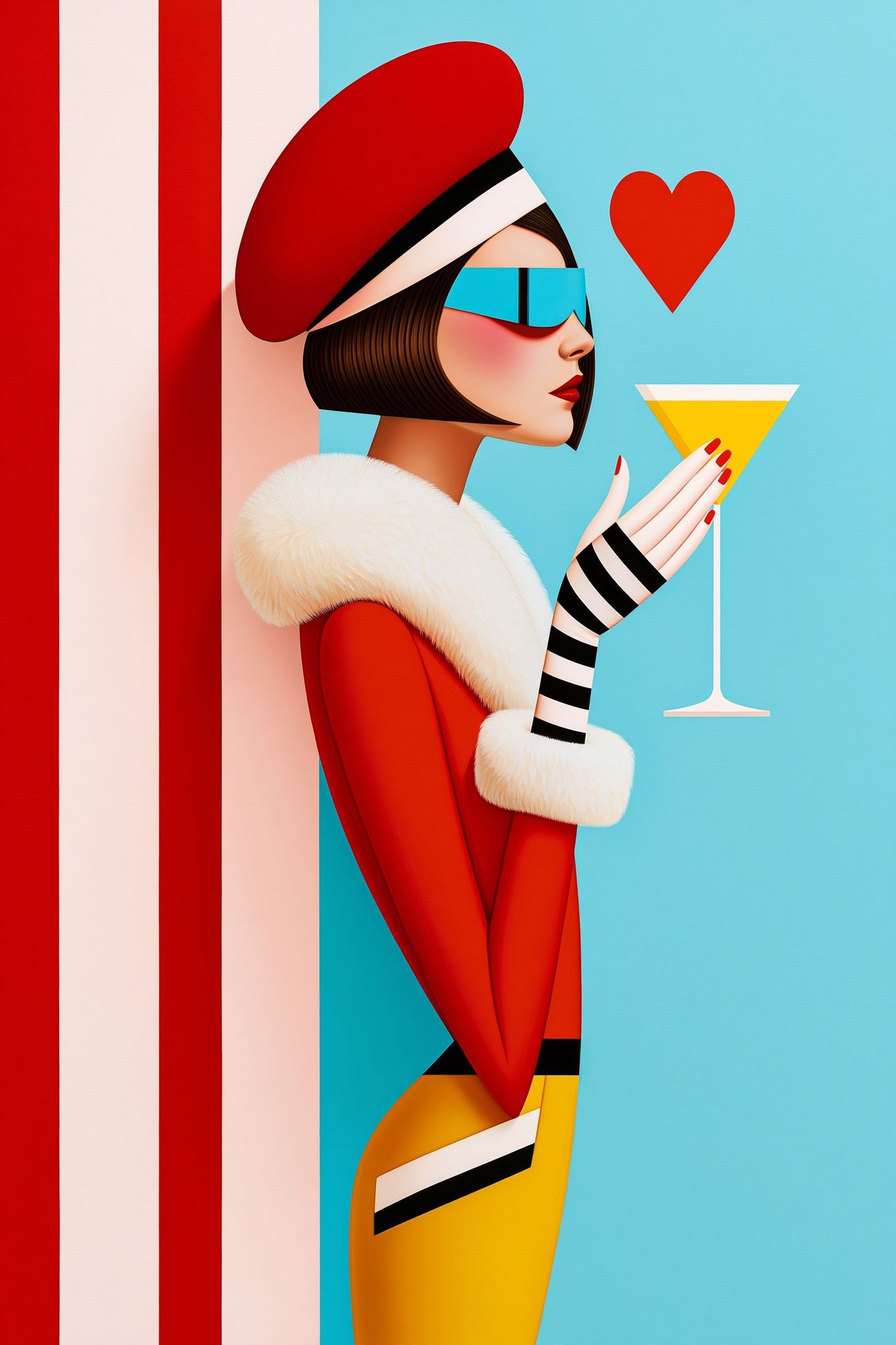 Cocktail Fashion Portrait Print. poster — fashion art