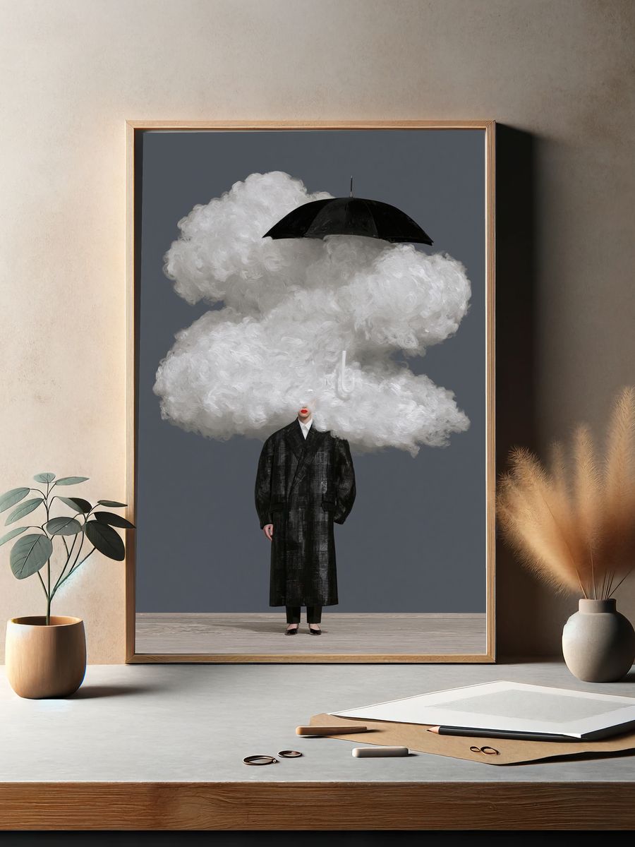 Surreal Fashion Cloud Portrait Print. — room view 2