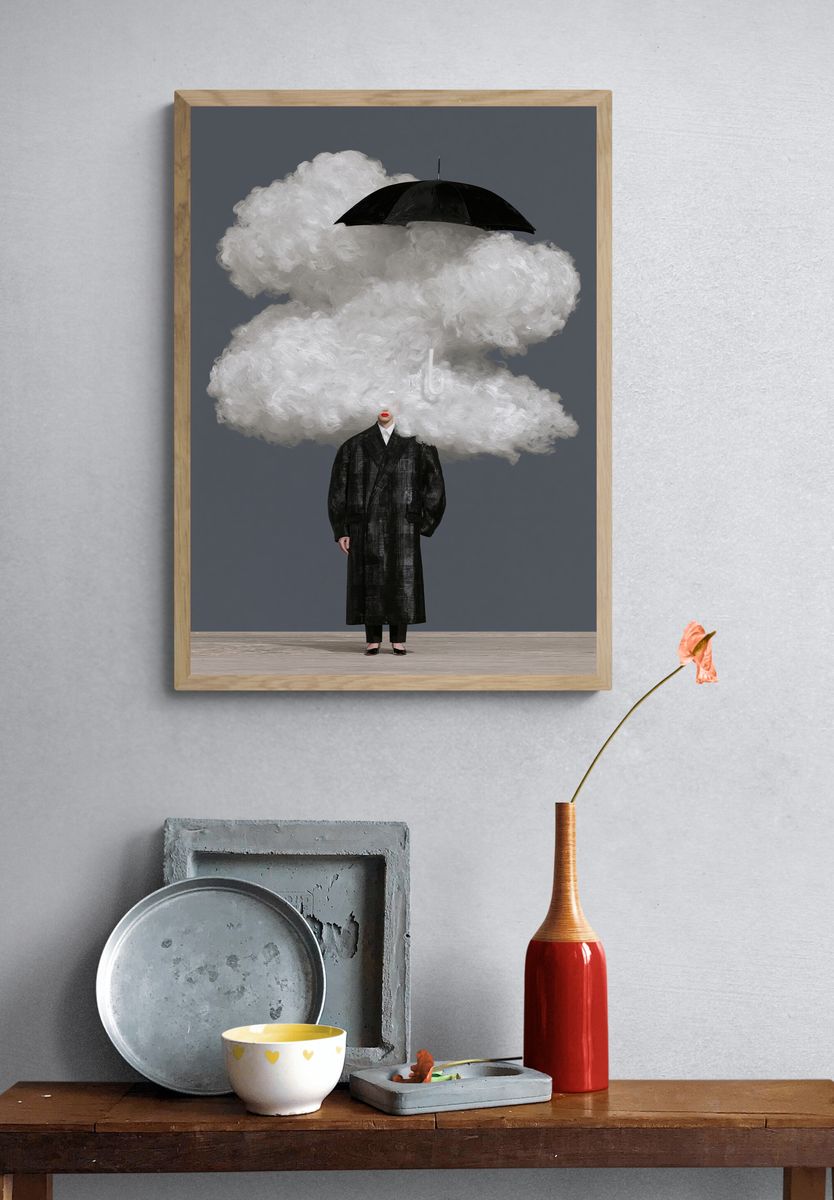 Surreal Fashion Cloud Portrait Print. — room view 3