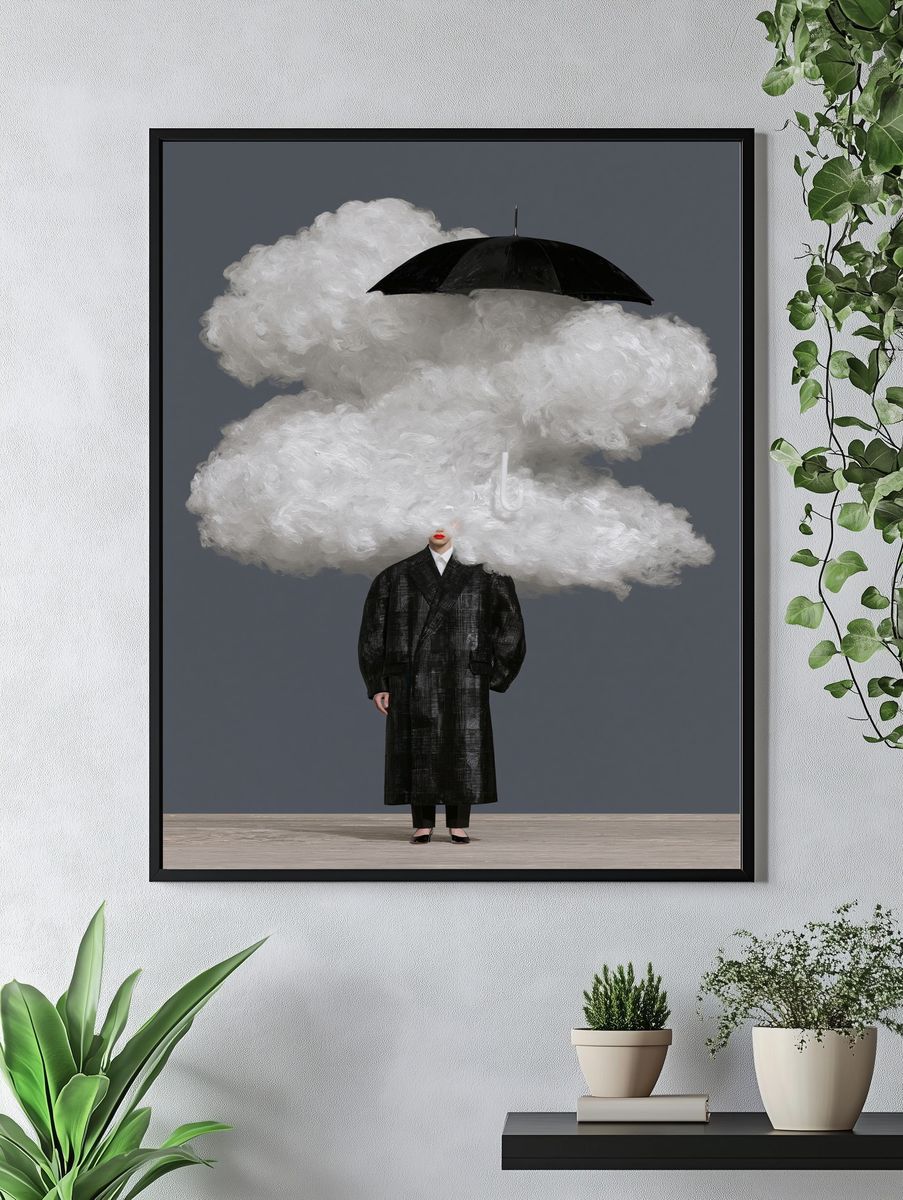 Surreal Fashion Cloud Portrait Print. — room view 4