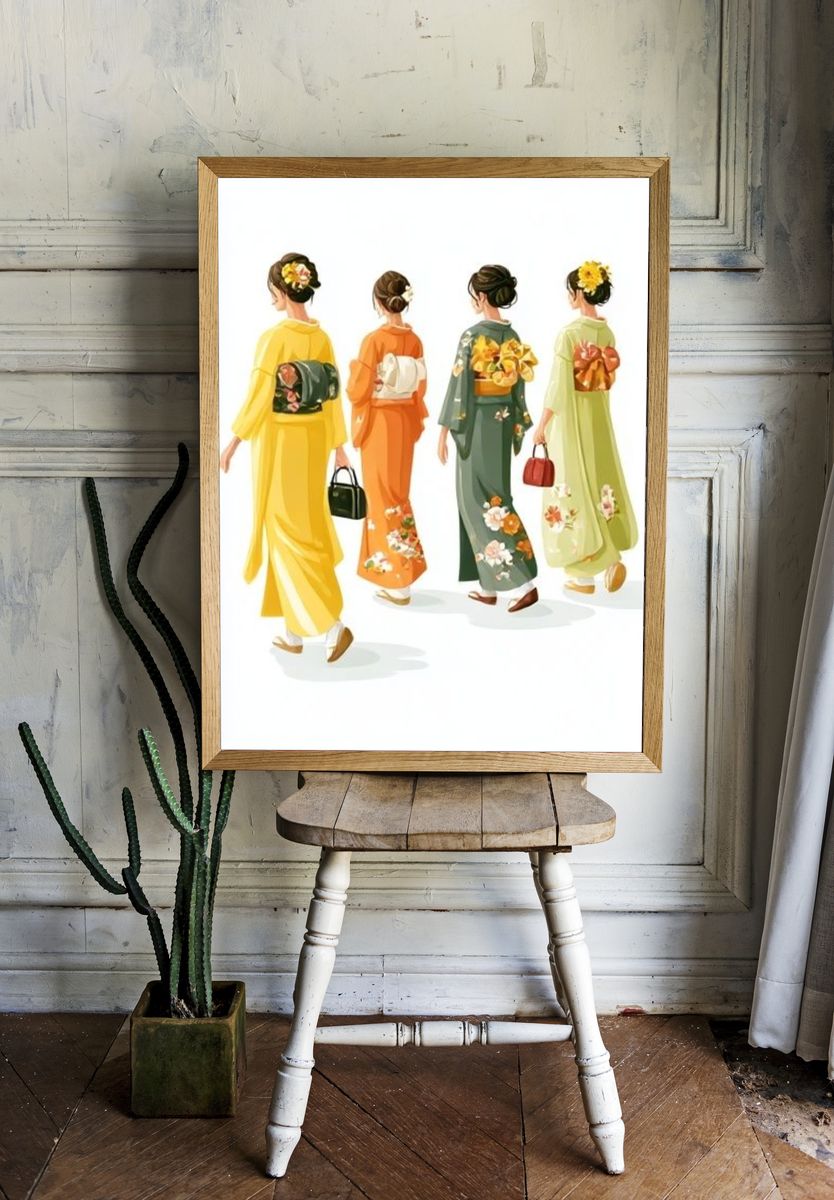 Kimono Fashion Illustration Poster. room preview
