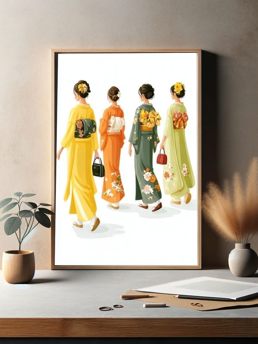 Kimono Fashion Illustration Poster. — room view 2