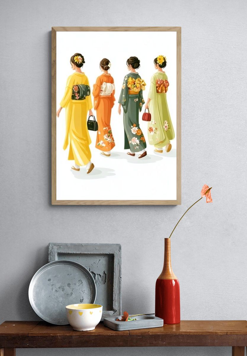 Kimono Fashion Illustration Poster. — room view 3