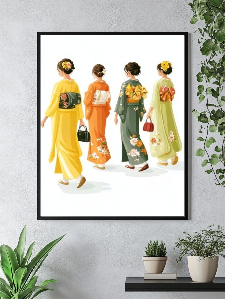Kimono Fashion Illustration Poster. — room view 4