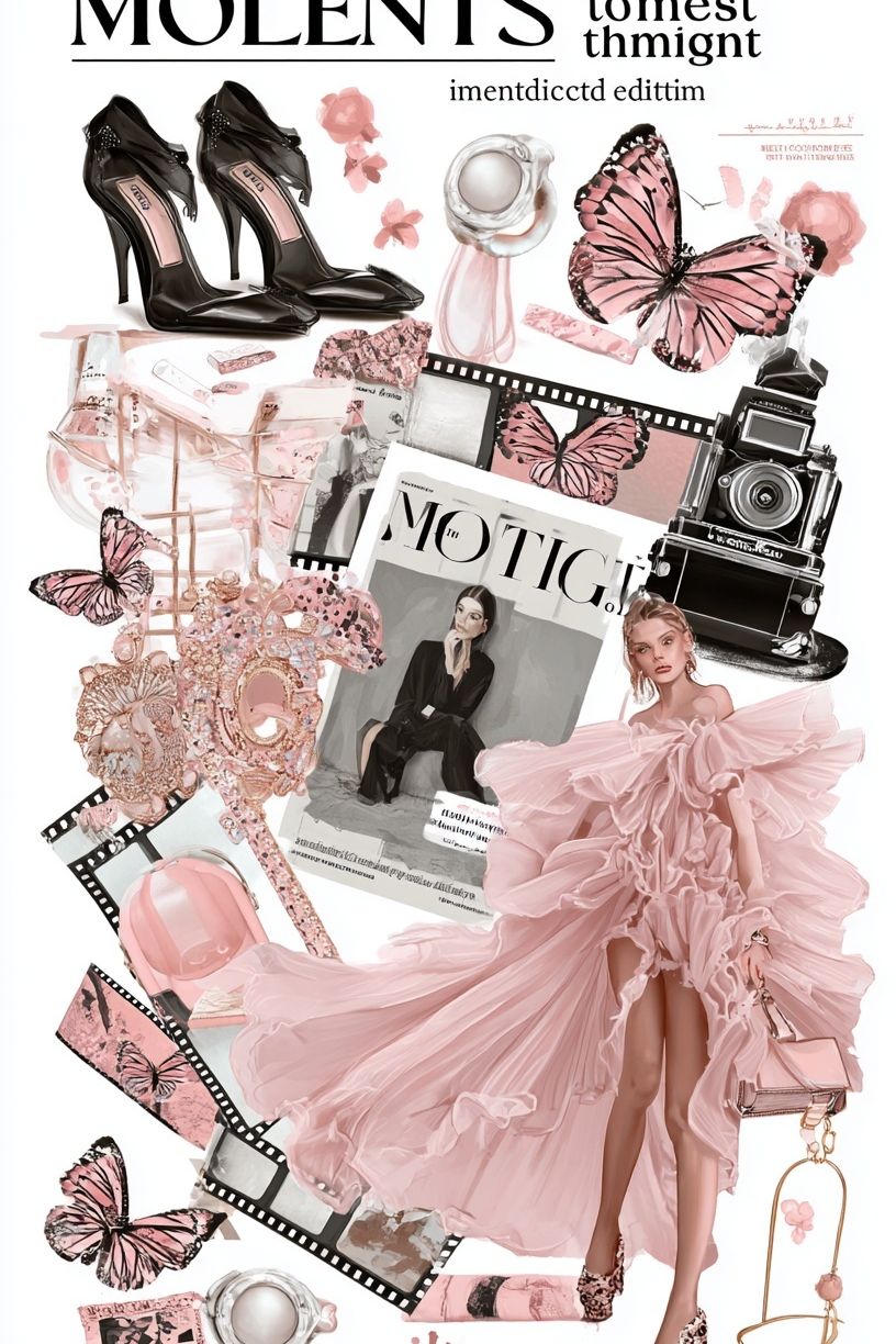 Pink Fashion Collage Poster. poster — fashion art