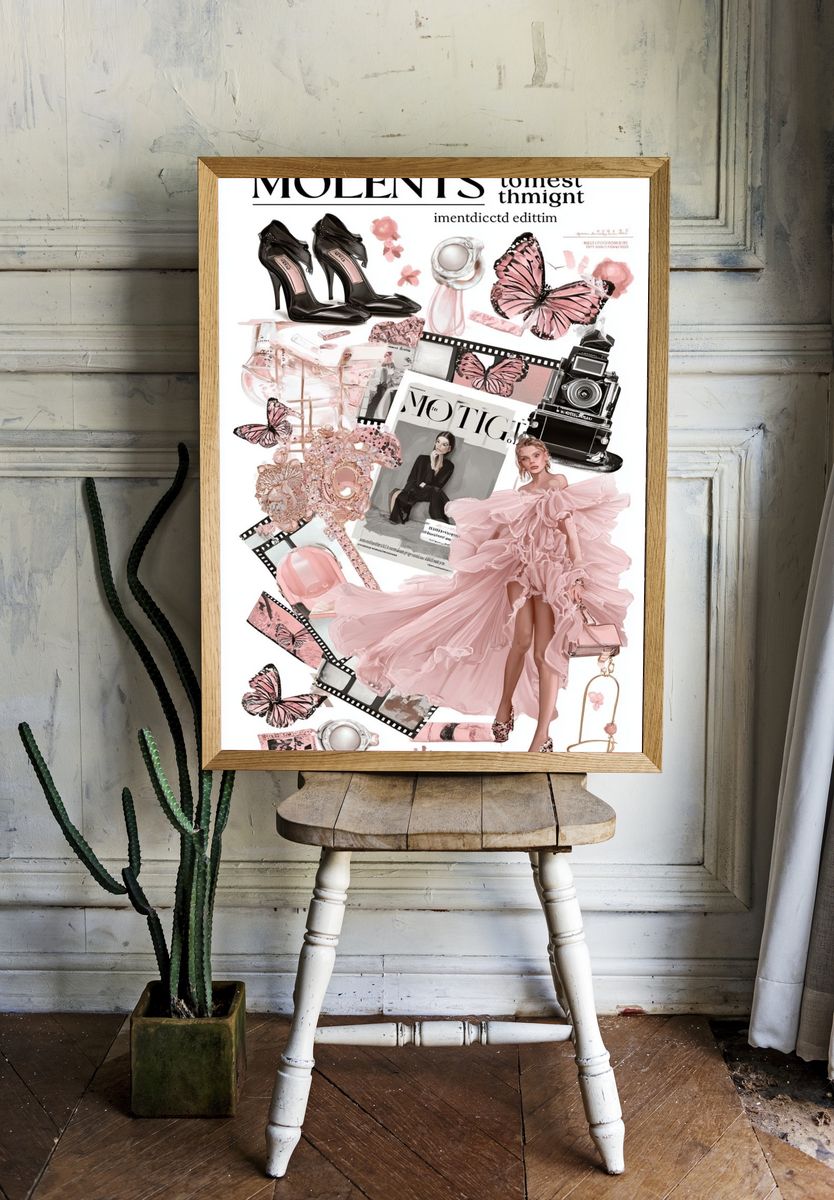 Pink Fashion Collage Poster. room preview