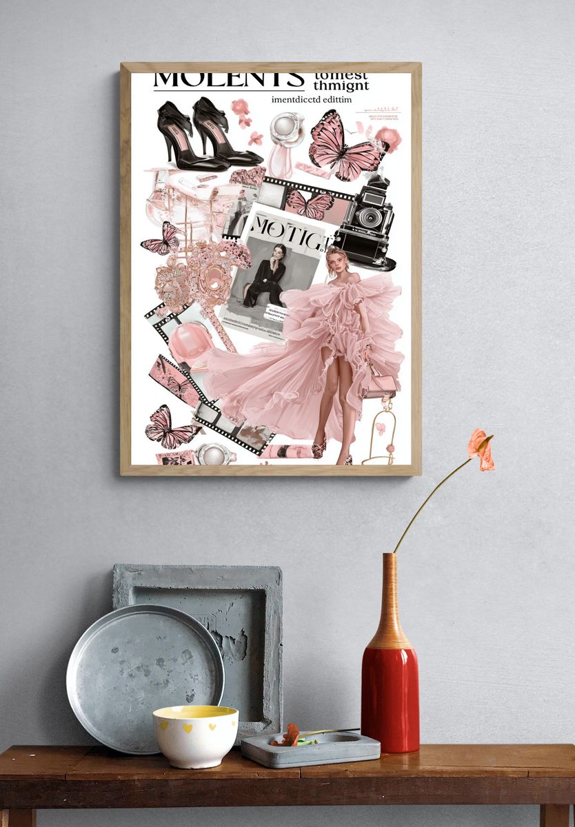 Pink Fashion Collage Poster. — room view 3