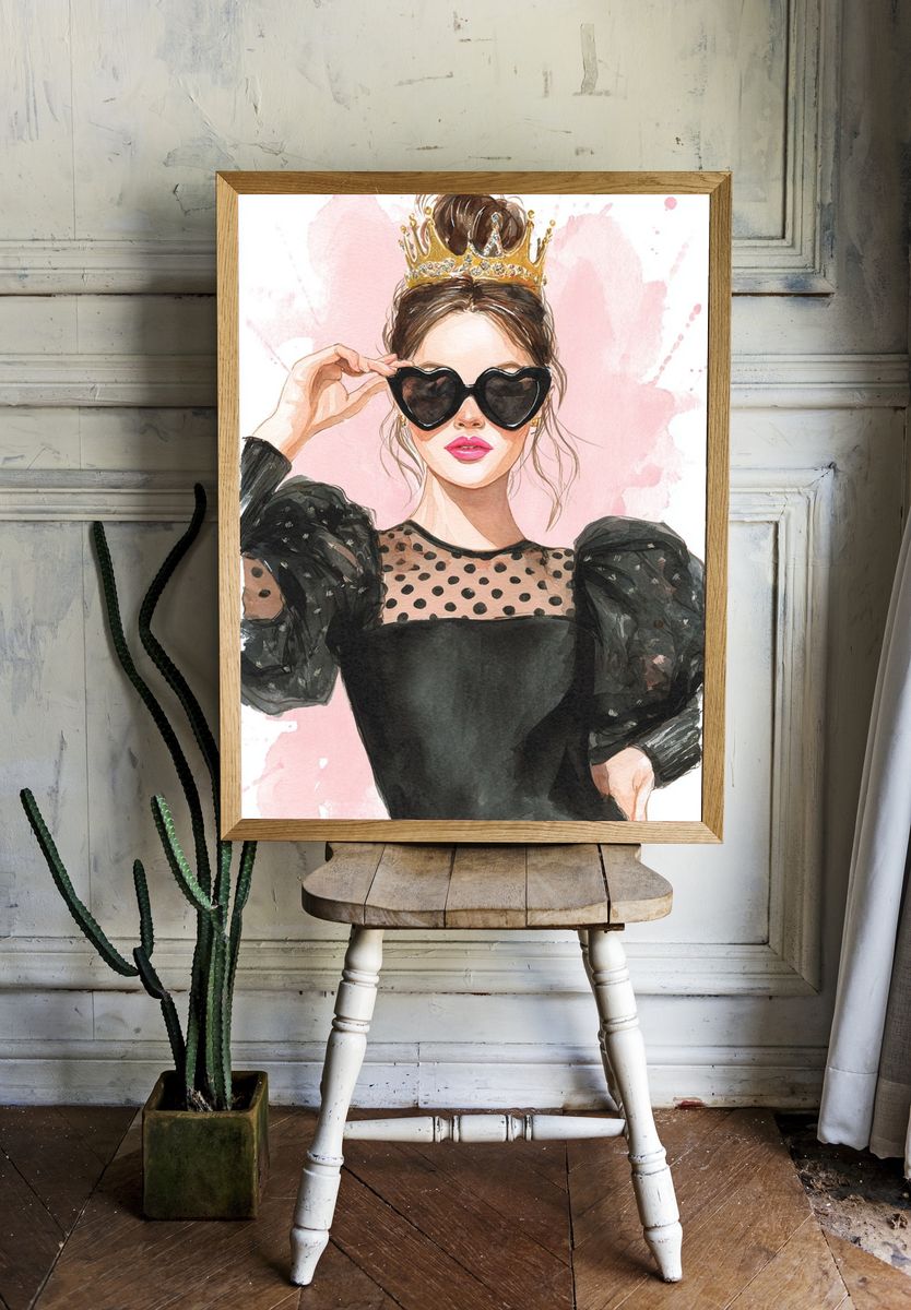 Fashion Queen Watercolor Print. — room view 1