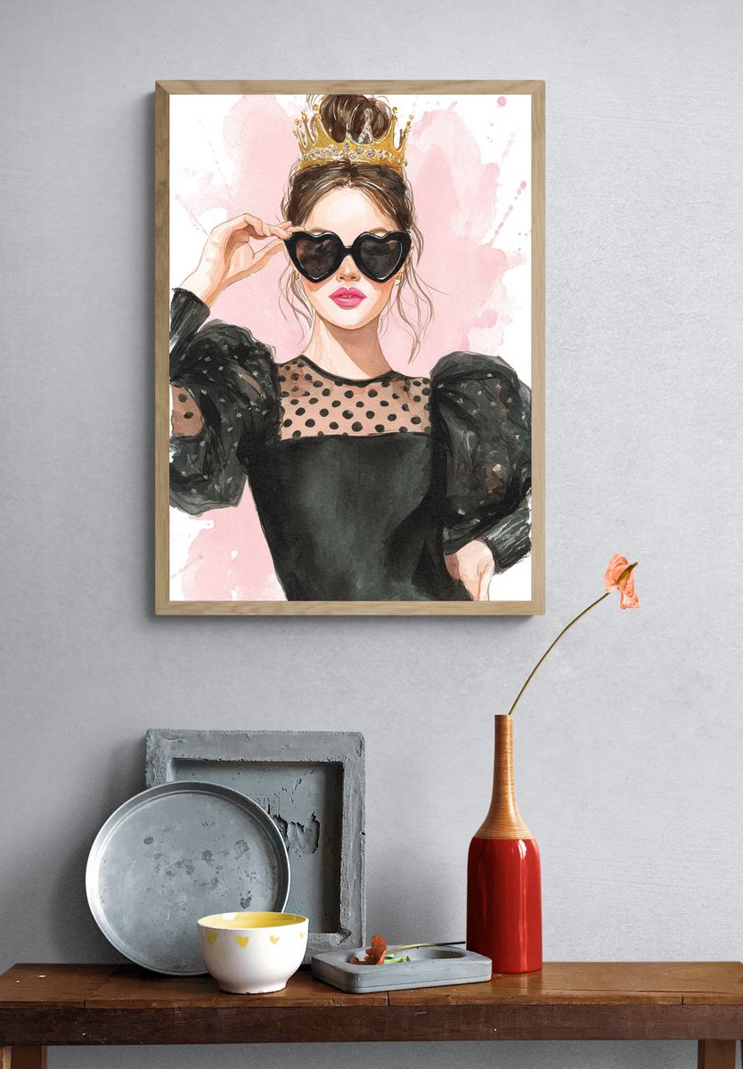 Fashion Queen Watercolor Print. — room view 3