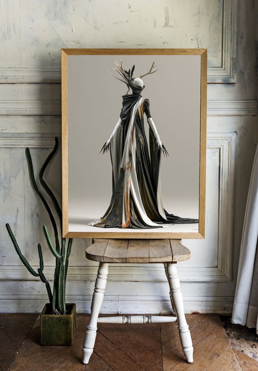 Antlered Figure Fashion Poster. — room view 1