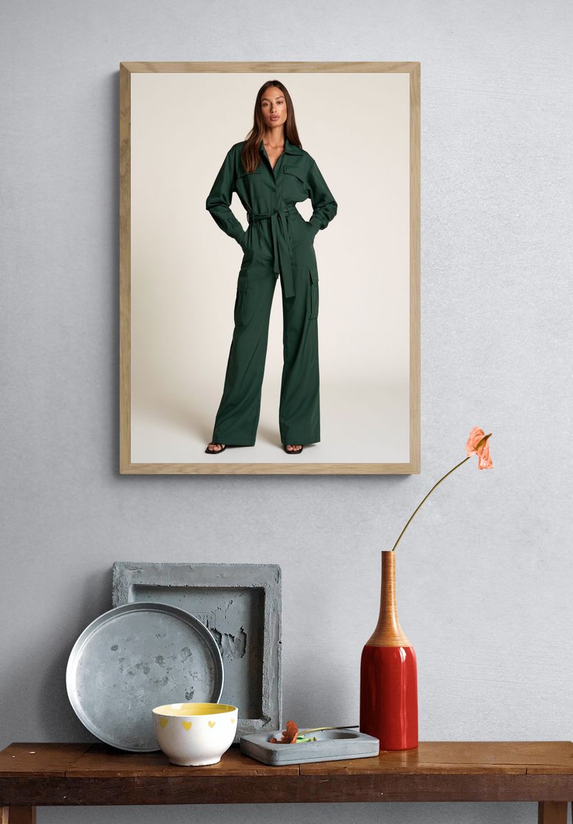 Emerald Green Jumpsuit Fashion Poster. — room view 3