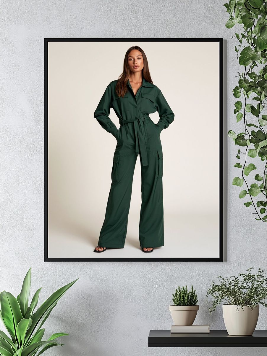 Emerald Green Jumpsuit Fashion Poster. — room view 4