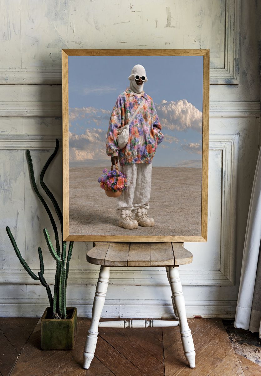 Surreal Floral Fashion Portrait Print. room preview