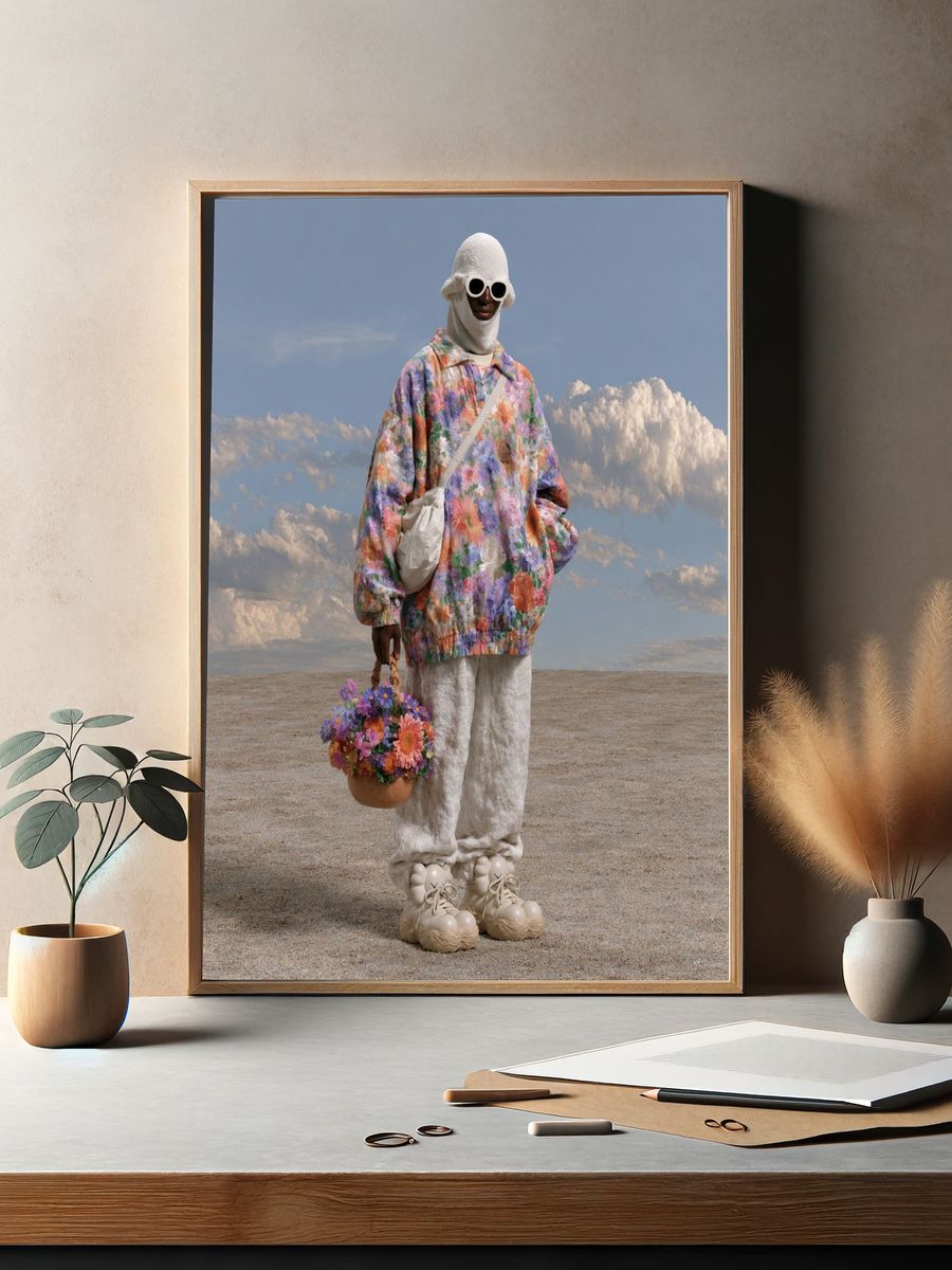 Surreal Floral Fashion Portrait Print. — room view 2