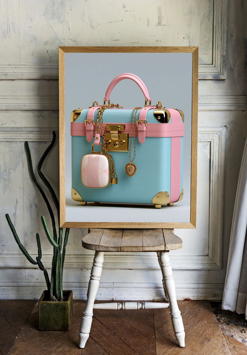 Pastel Luxury Suitcase Poster. room preview