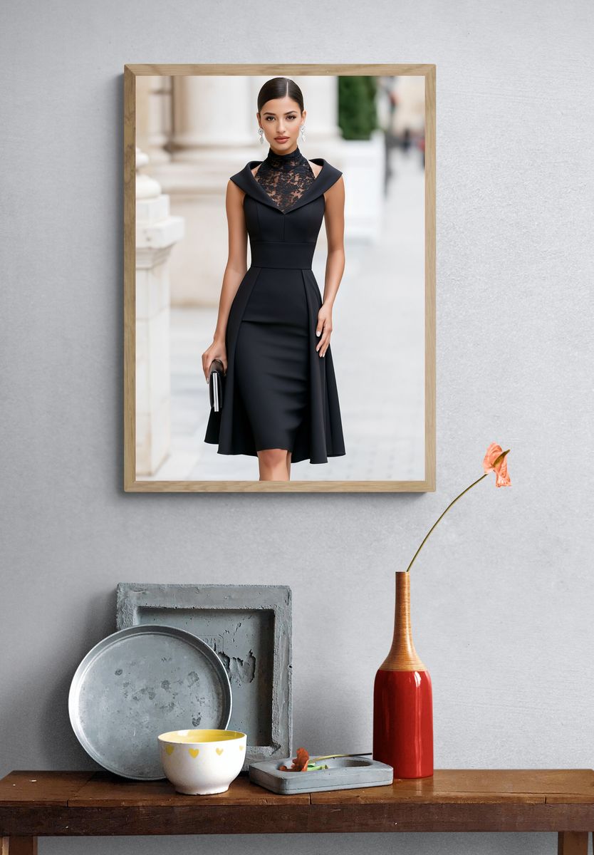 Elegant Black Dress Portrait Print. — room view 3