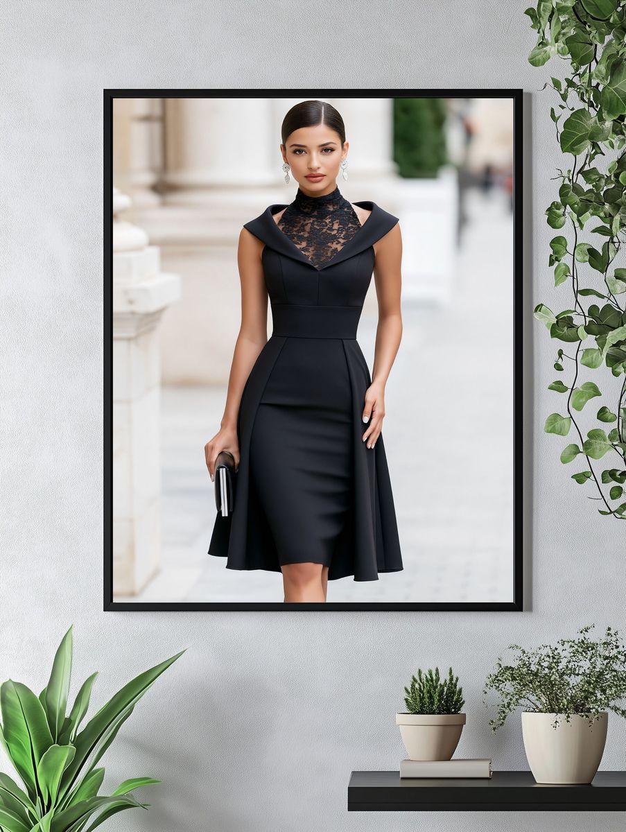 Elegant Black Dress Portrait Print. — room view 4
