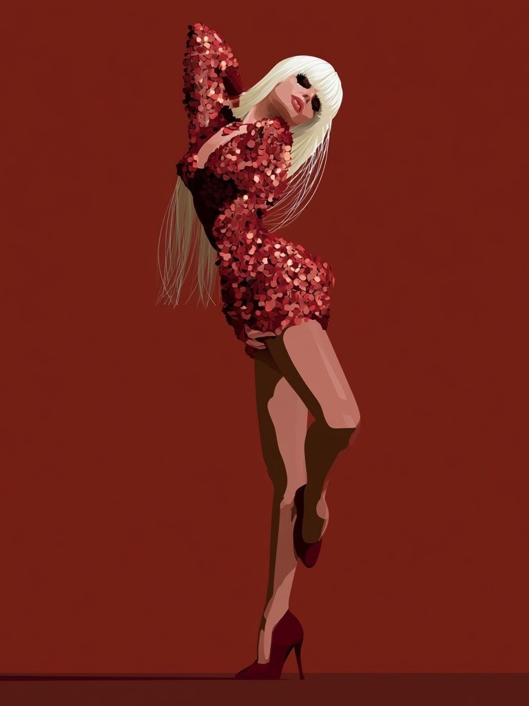 Red Sequin Fashion Figure Poster. poster — fashion art