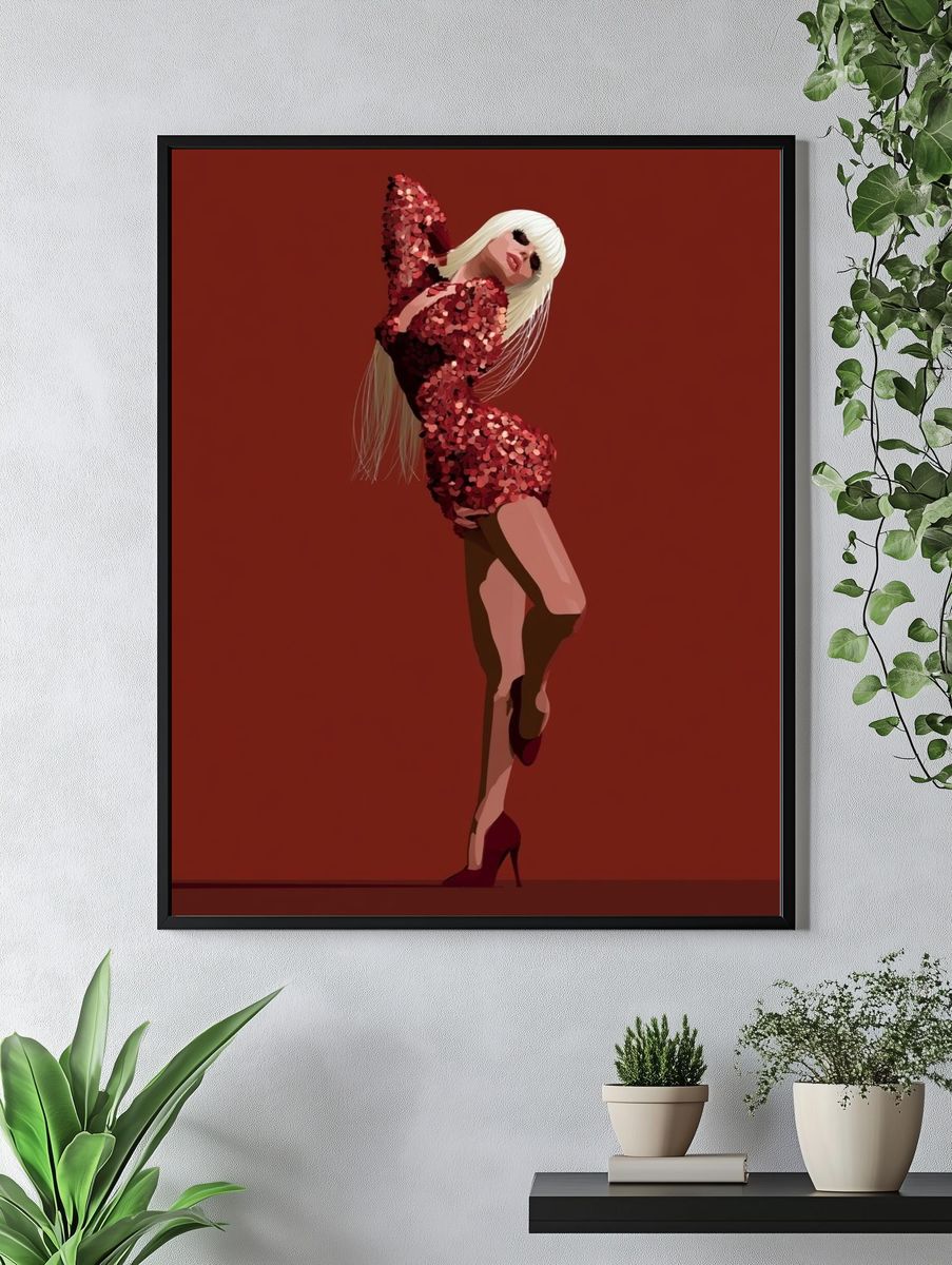 Red Sequin Fashion Figure Poster. — room view 4