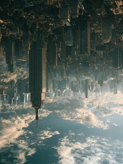 Upside-Down Skyline Surrealism Print. poster print