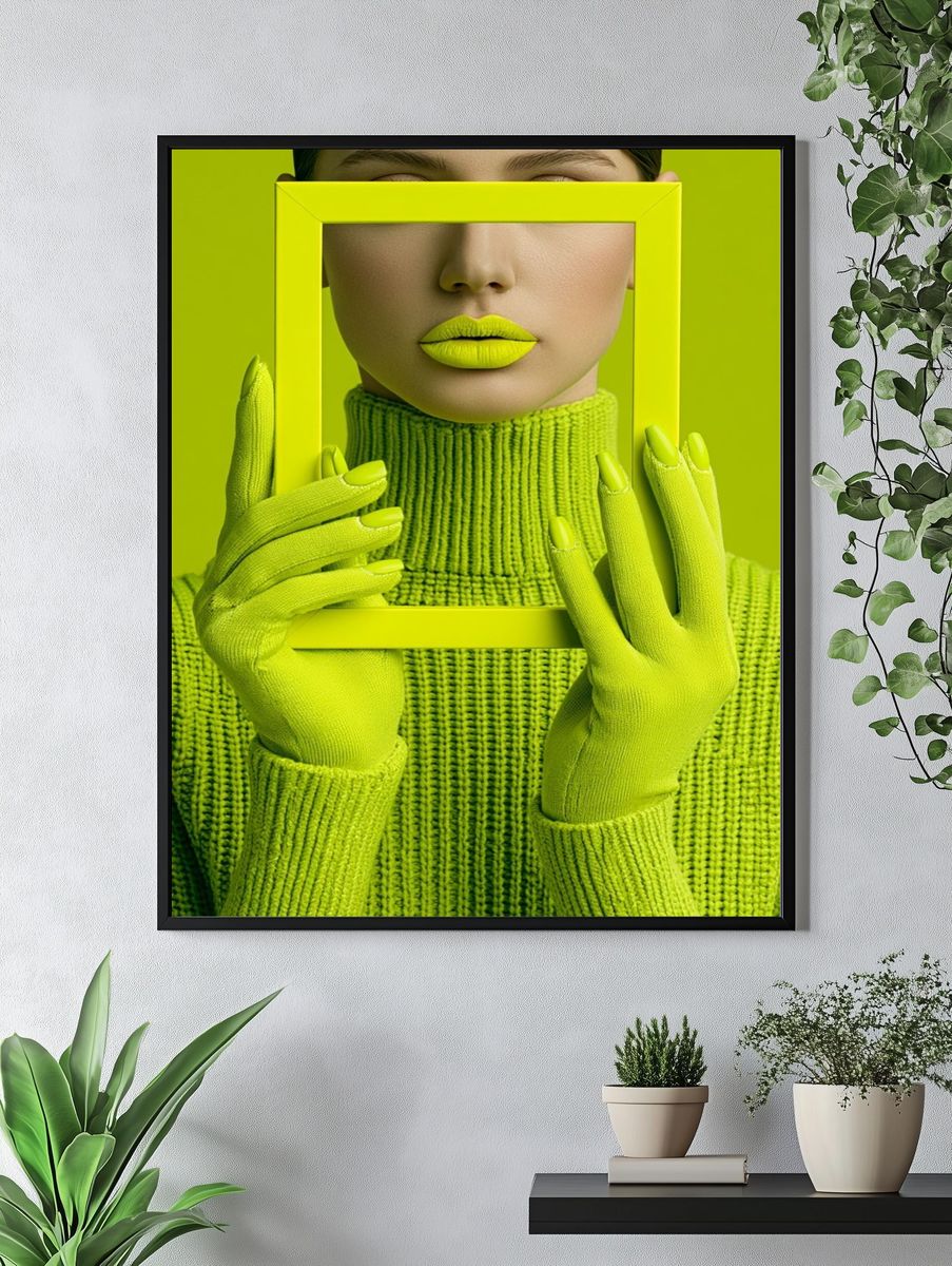 Neon Lime Fashion Portrait Poster. — room view 4