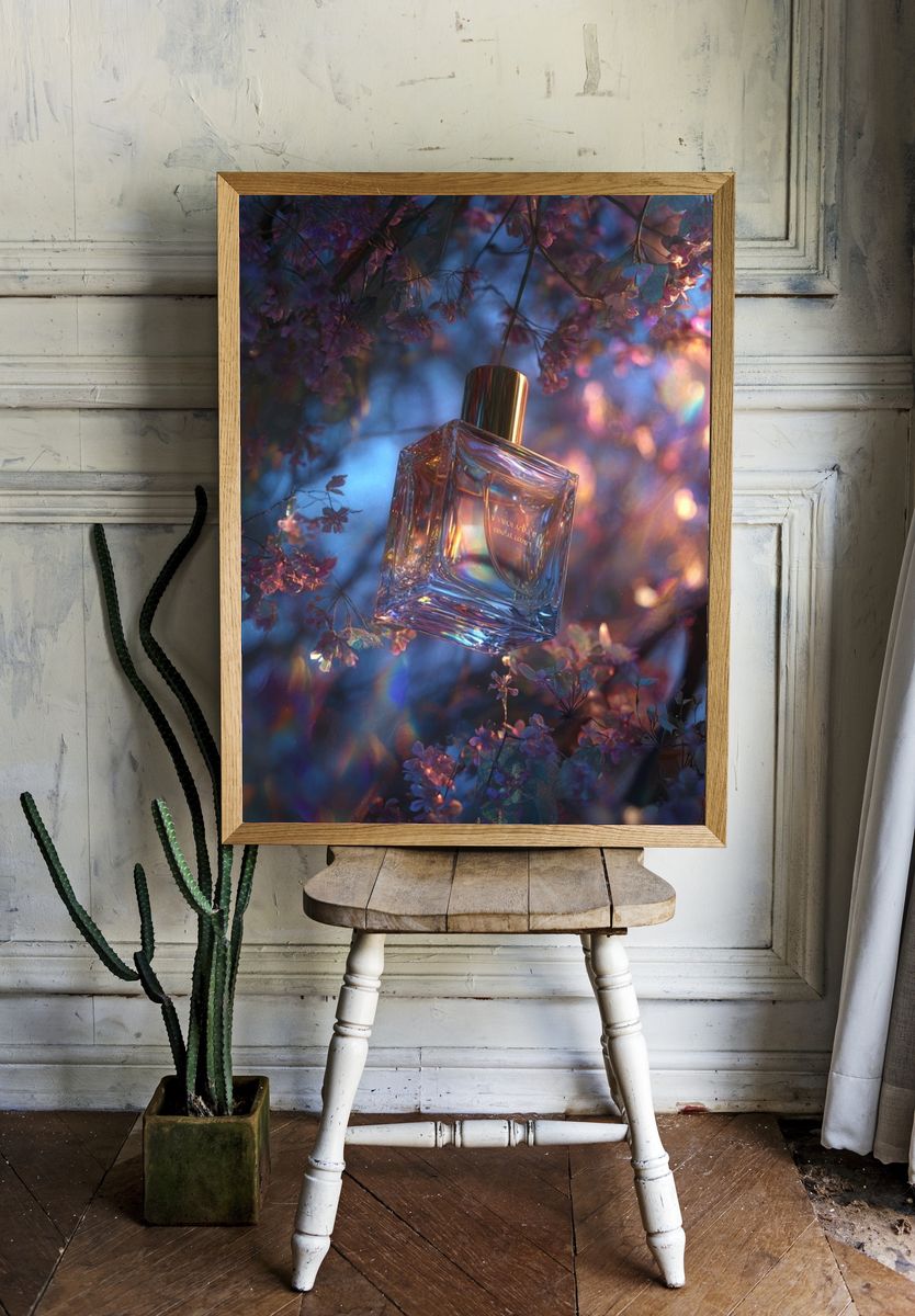 Perfume Bottle Floral Glow Poster. room preview