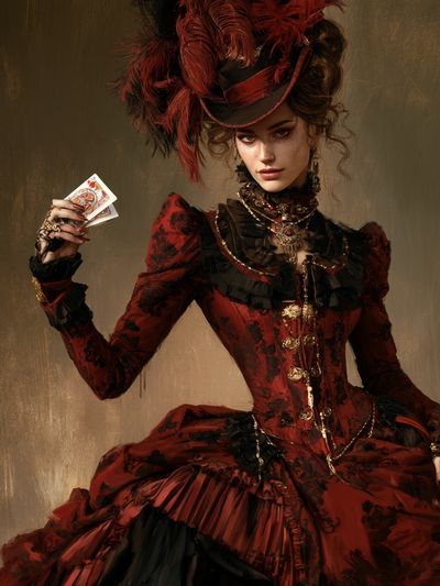 Victorian Card Lady Fashion Print. poster
