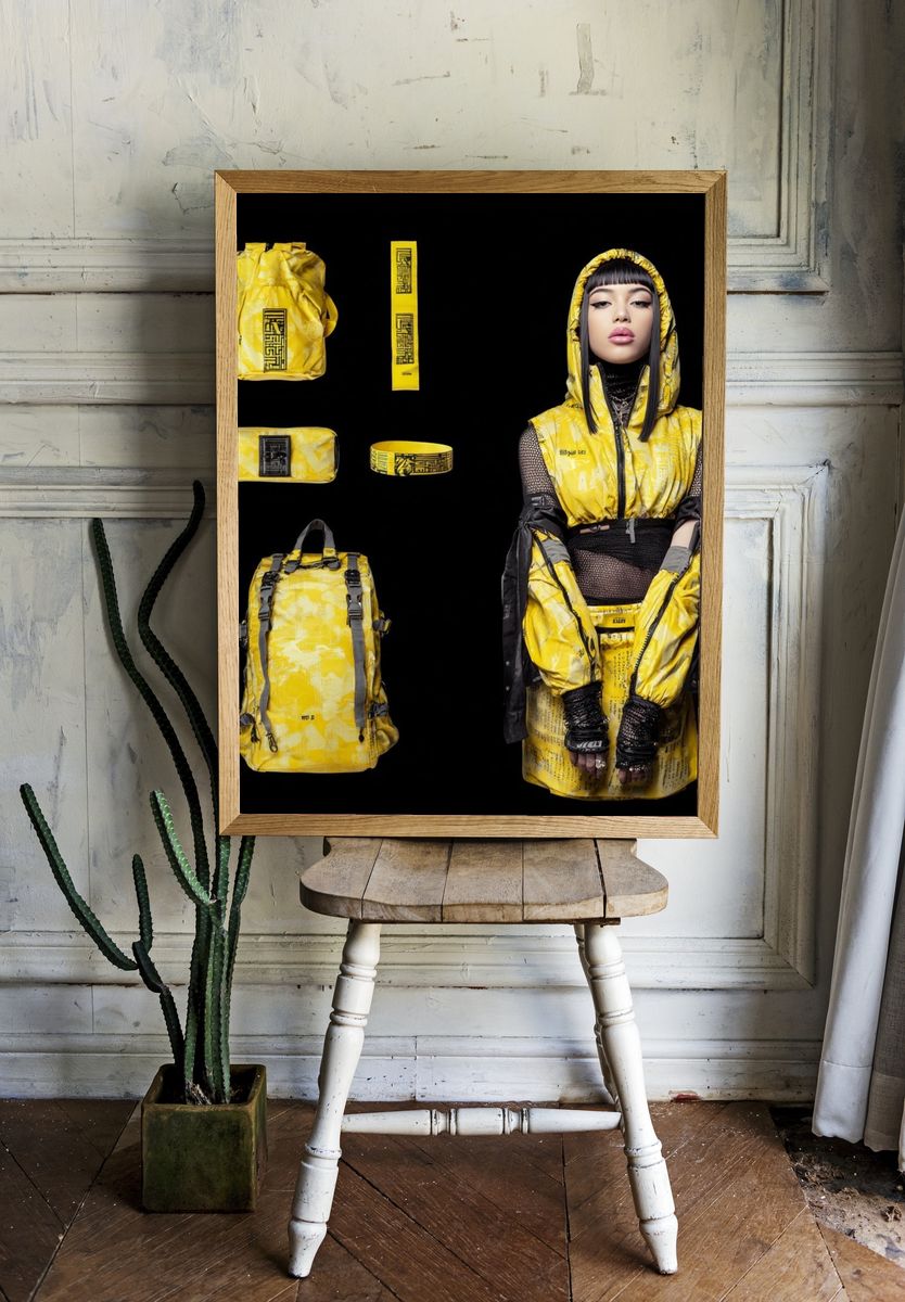 Avant-Garde Yellow Fashion Poster. — room view 1