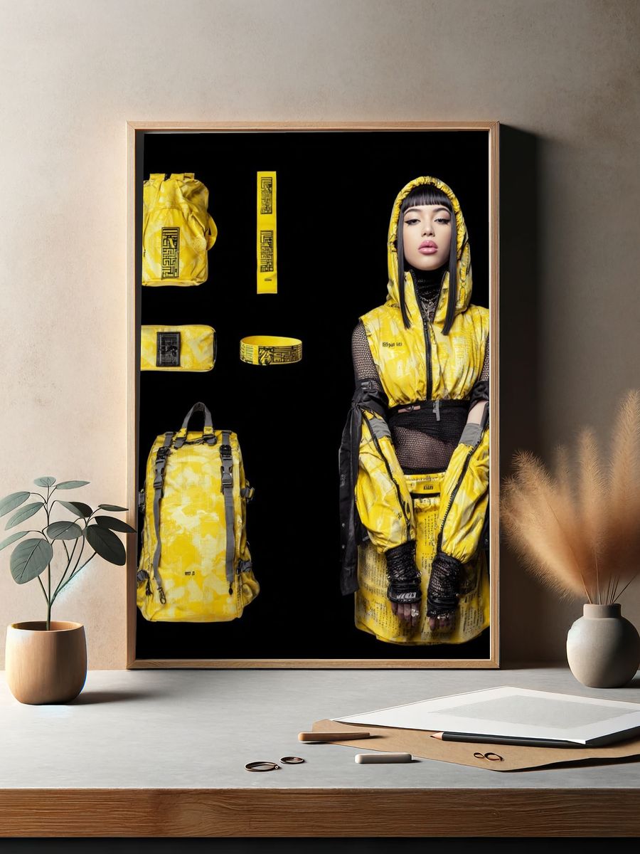 Avant-Garde Yellow Fashion Poster. — room view 2