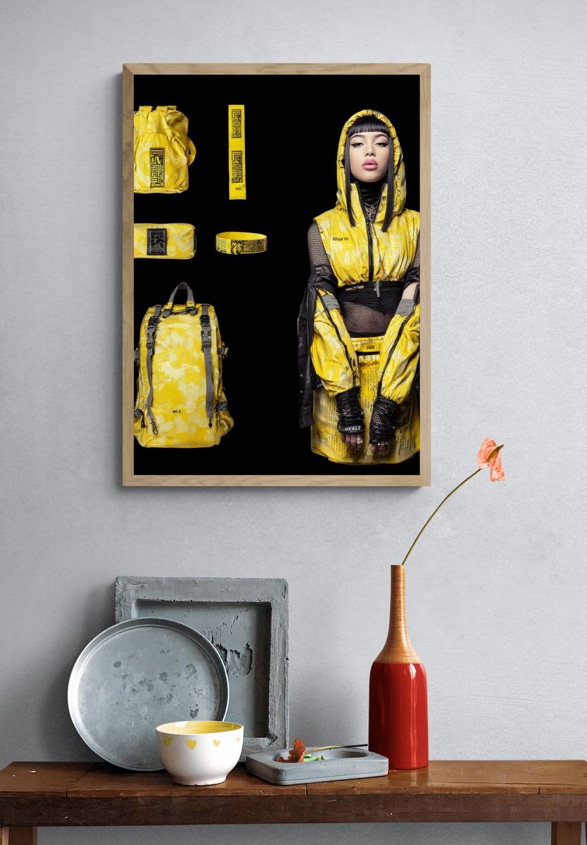 Avant-Garde Yellow Fashion Poster. — room view 3