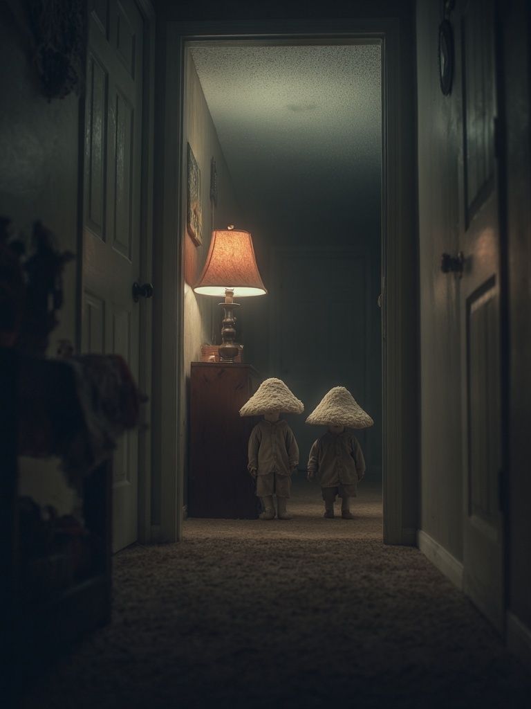 Eerie Hallway Children Surrealism Print. poster — fine-art art