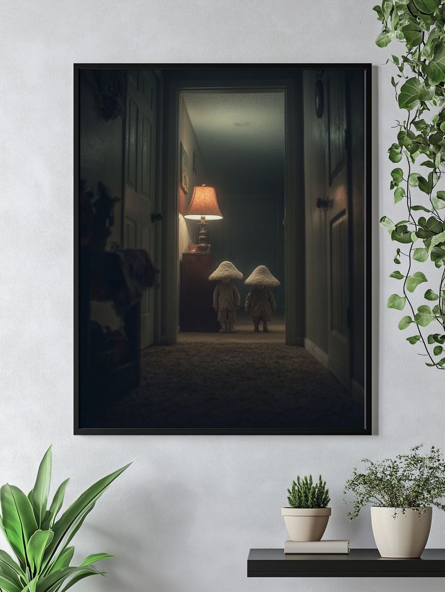 Eerie Hallway Children Surrealism Print. — room view 4