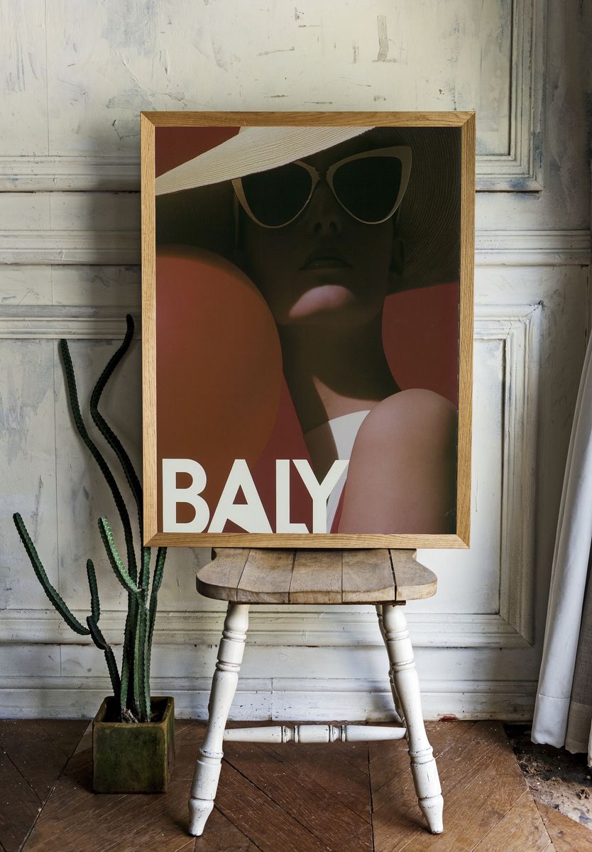 Bali Sun Hat Portrait Print. room preview