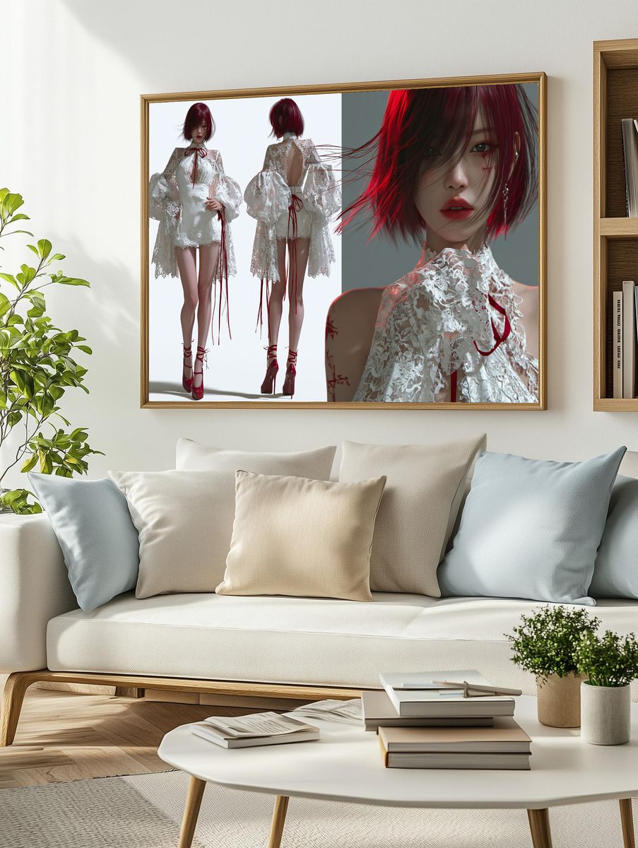Red-Haired Fashion Portrait Poster. — room view 2