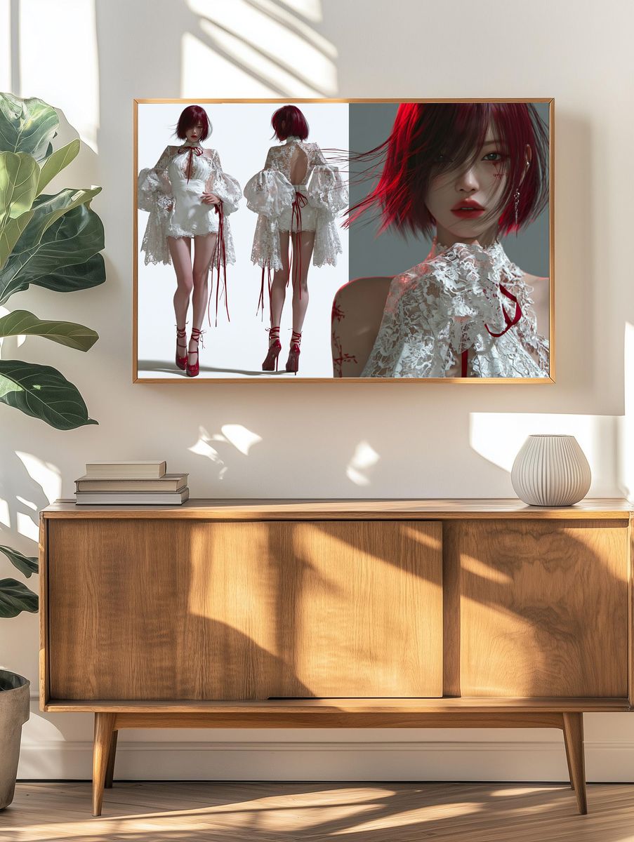 Red-Haired Fashion Portrait Poster. — room view 3