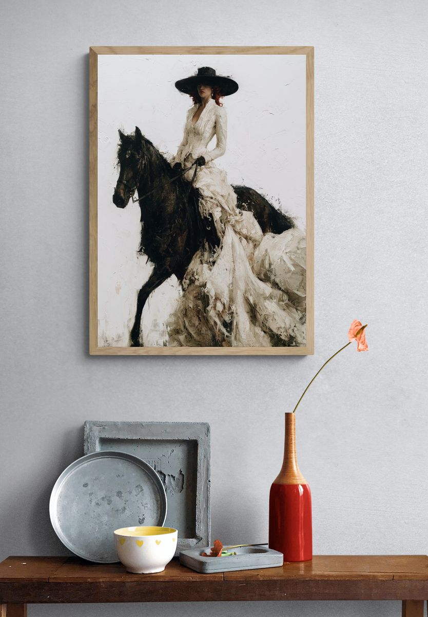 Elegant Horse Rider Fashion Print. — room view 3