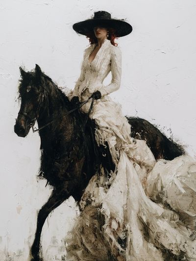 Elegant Horse Rider Fashion Print.