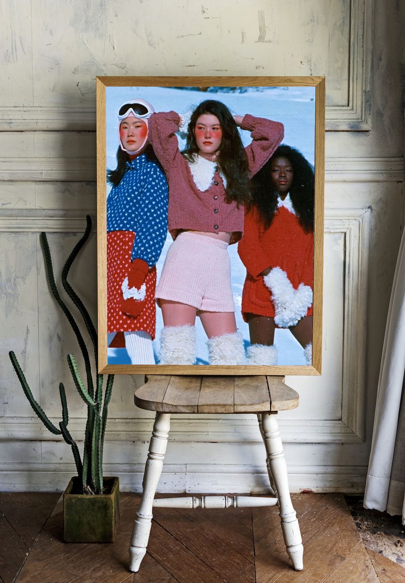Retro Winter Fashion Portrait Poster. — room view 1