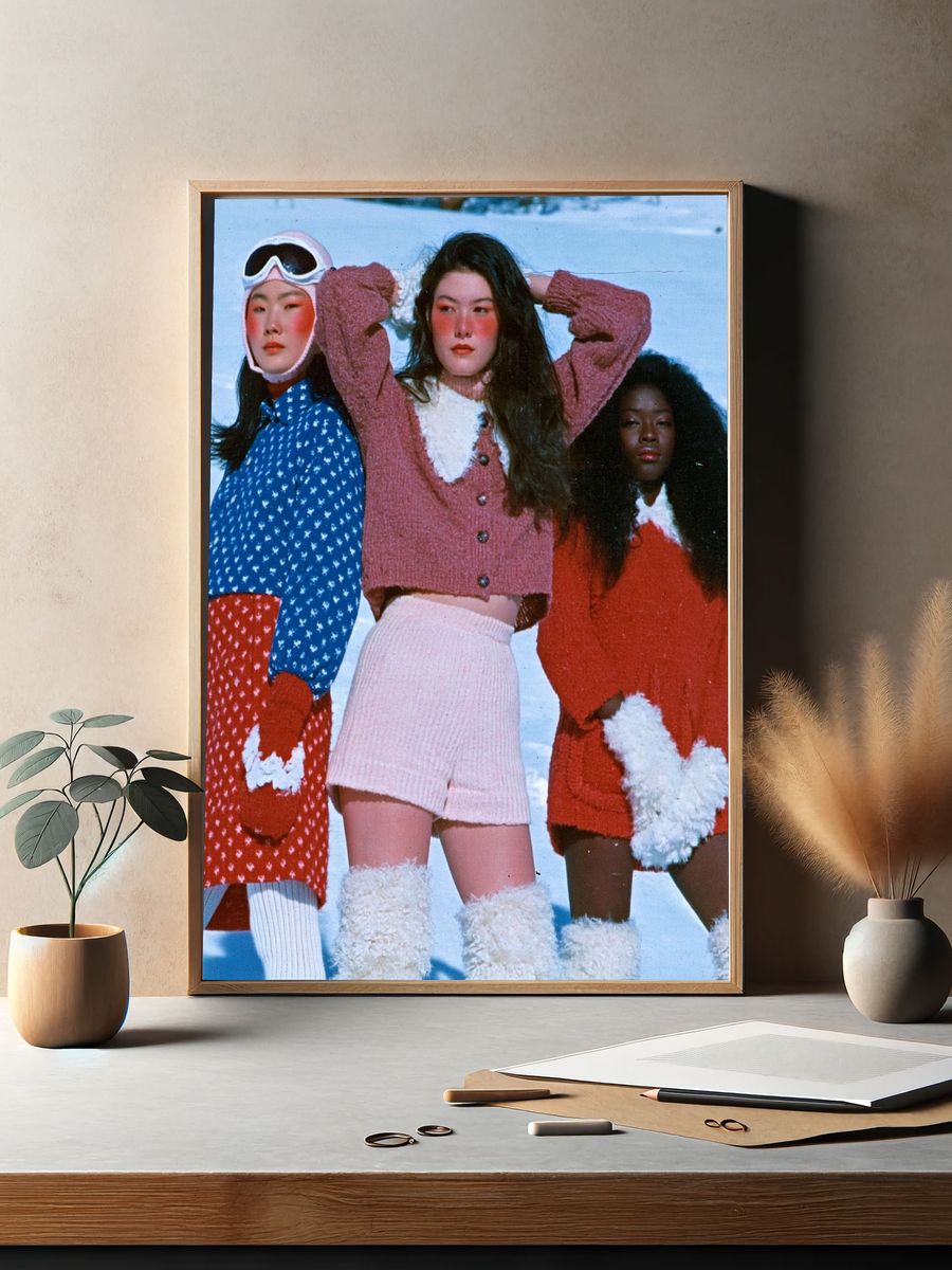 Retro Winter Fashion Portrait Poster. — room view 2