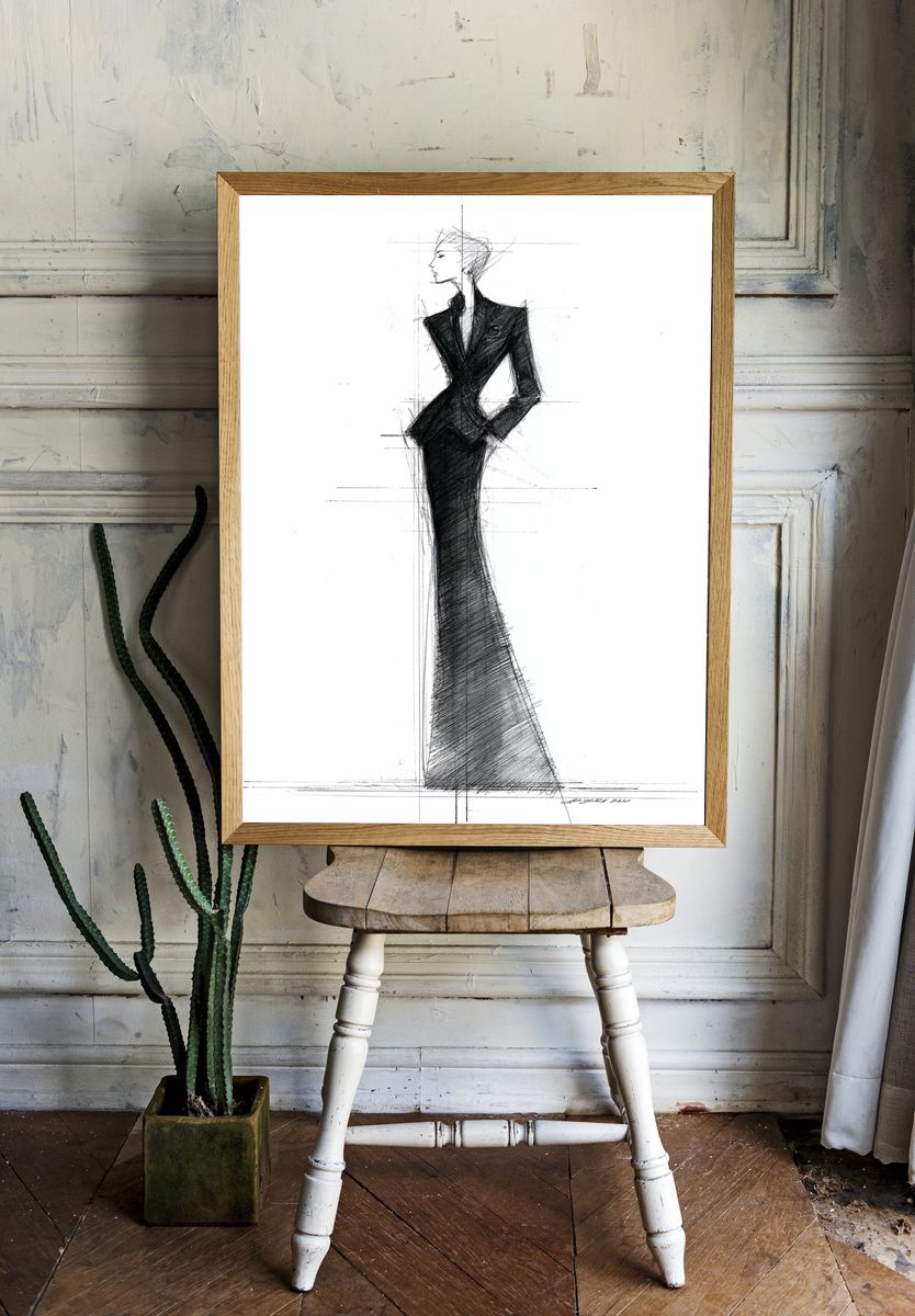 Fashion Illustration — Elegant Sketch Print. — room view 1