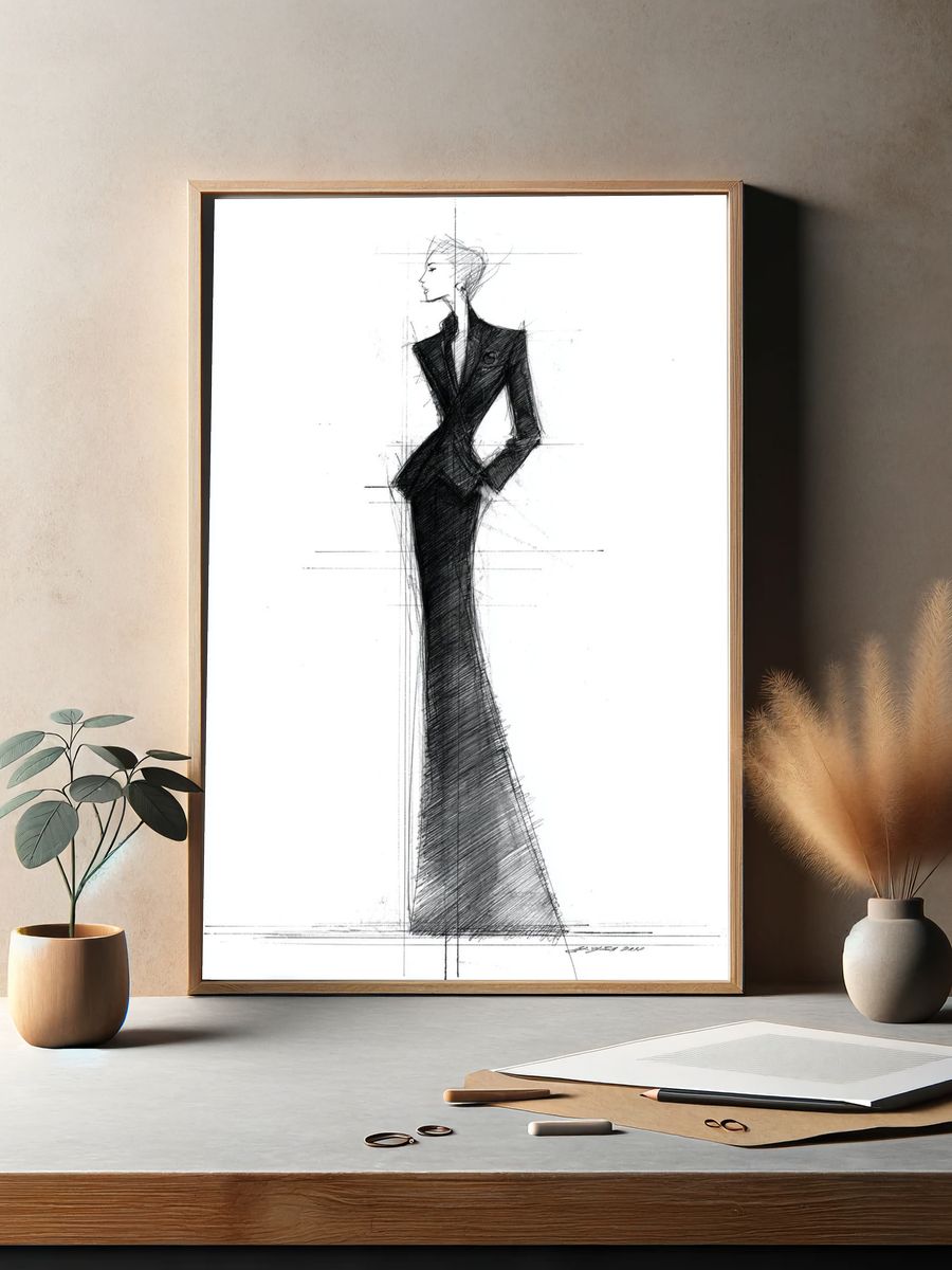 Fashion Illustration — Elegant Sketch Print. — room view 2