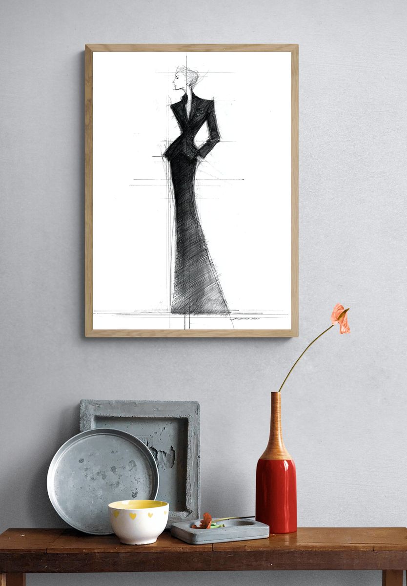 Fashion Illustration — Elegant Sketch Print. — room view 3