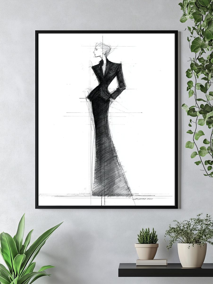 Fashion Illustration — Elegant Sketch Print. — room view 4