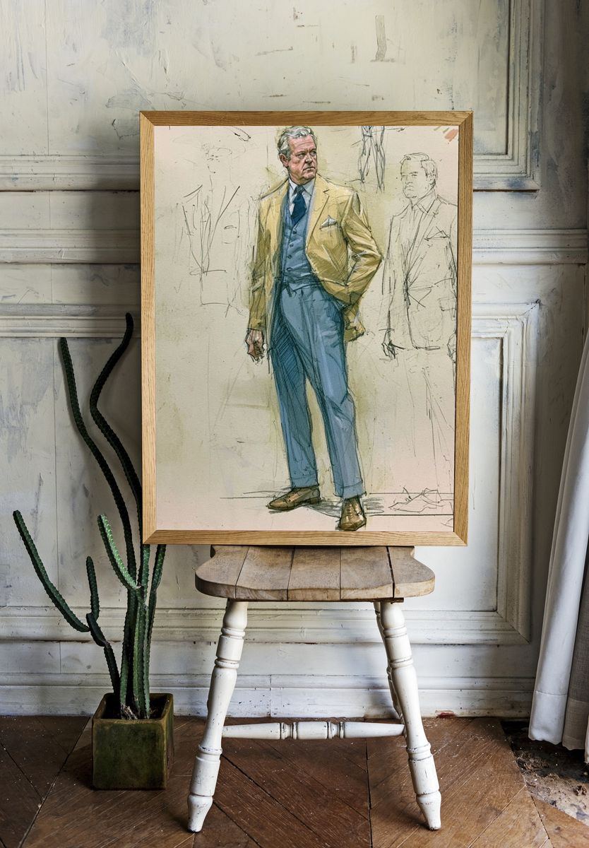 Tailored Gentleman Fashion Illustration Poster. — room view 1