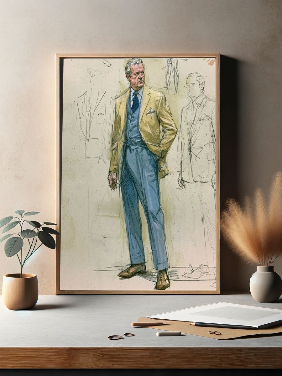 Tailored Gentleman Fashion Illustration Poster. — room view 2