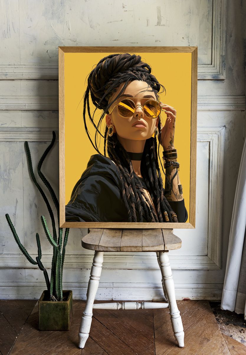 Golden Street Style Portrait Poster. room preview
