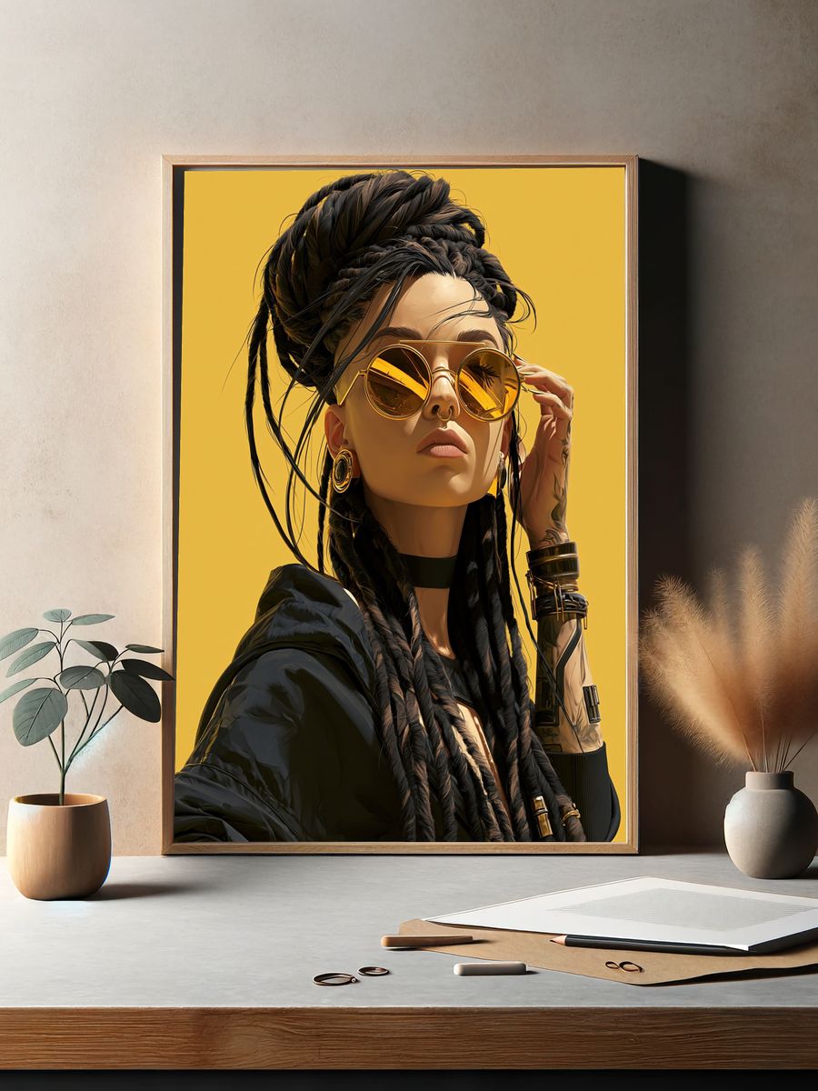 Golden Street Style Portrait Poster. — room view 2