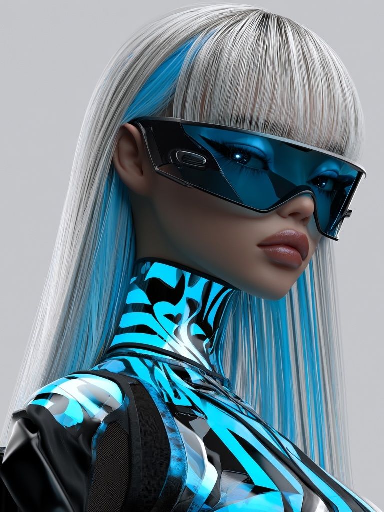 Cyberpunk Woman Portrait Poster. poster detail