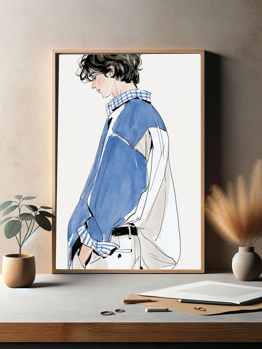 Fashion Figure Watercolor Print. — room view 2